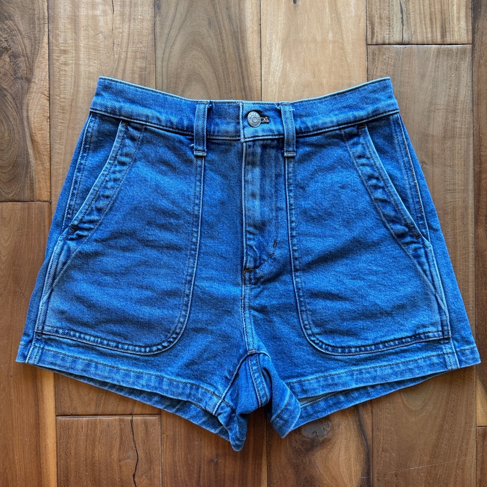 Madewell Blue High-Rise Denim Utility Shorts